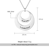 Fashion 2 Round Design Personalized Engrave Name Necklace 925 Sterling Silver Necklaces & Pendants
