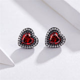 925 Sterling Silver Zircon Heart Shape  Stud Earrings