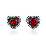  Silver Zircon Heart Shape  Stud Earrings