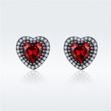 925 Sterling Silver Zircon Heart Shape  Stud Earrings