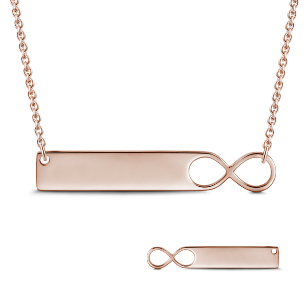 Infinity 925 Sterling Silver Personalized  Engravable  Bar Necklace-Adjustable 16”-20”