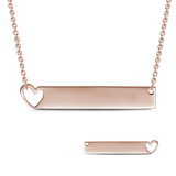 Personalized Heart Engravable Bar Necklace Adjustable 16”-20”