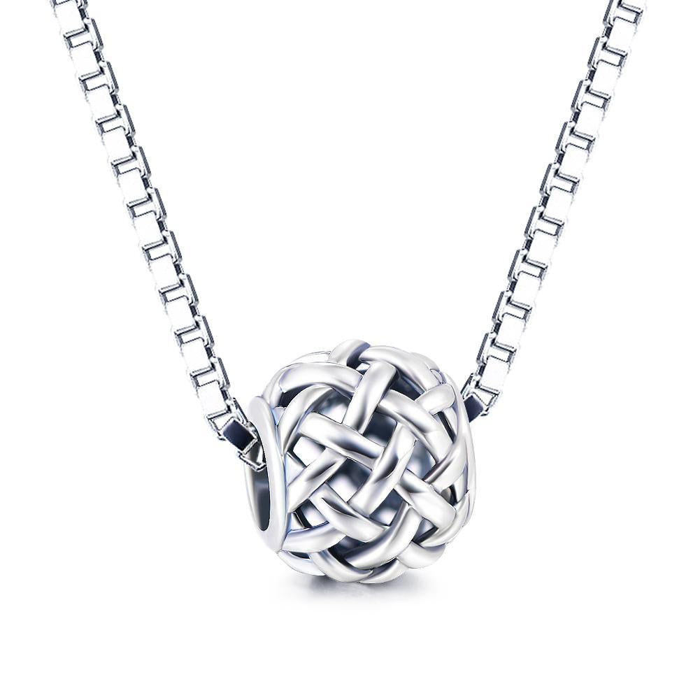 Fashion Hollow Braided Sterling Silver Charm For Bracelet and Necklace