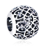 925 Sterling Silver Fashion Hollow Braided Cubic Zirconia Charm For Bracelet and Necklace