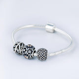 925 Sterling Silver Fashion Hollow Braided Cubic Zirconia Charm For Bracelet and Necklace