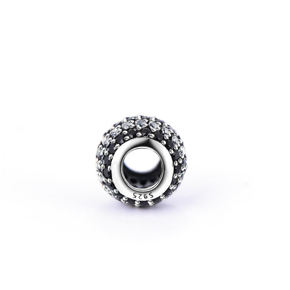 Fashion Black&White Cubic Zirconia Sterling Silver Charm For Bracelet and Necklace