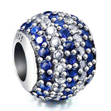 Fashion Blue&White Cubic Zirconia Sterling Silver Charm For Bracelet and Necklace