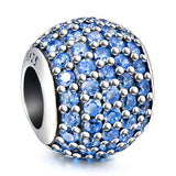 Fashion Blue Cubic Zirconia Sterling Silver Charm For Bracelet and Necklace