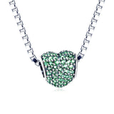 925 Sterling Silver Green Cubic Zirconia Heart Charm Fit for Bracelet and Necklace
