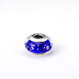 Sterling Silver Blue Built-in Bubble Glass Charm for Bracelet and Necklace