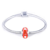925 Sterling Silver-Red Built-in Bubble Glass Charm for Bracelet and Necklace