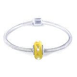 925 Sterling Silver Yellow Built-in Bubble Glass Charm for Bracelet and Necklace