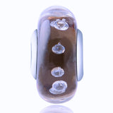 Brown Built-in Diamond Glass Charm for Bracelet and Necklace 925 Sterling Silver