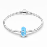 925 Sterling Silver Blue Built-in Diamond Glass Charm for Bracelet and Necklace