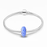 925 Sterling Silver Leaves Blue Glass Charm for Bracelet and Necklace