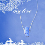 925 Sterling Silver Leaves Blue Glass Charm for Bracelet and Necklace