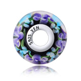 925 Sterling Silver Colorful Flower Glass Charm for Bracelet and Necklace