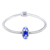 925 Sterling Silver Flower Blue Glass Charm for Bracelet and Necklace