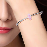 Pink Flowers Glass Charm for Bracelet and Necklace in 925 Sterling Silver