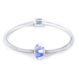 925 Sterling Silver Blue White Leaves Glass Charm for Bracelet and Necklace