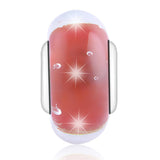 Red Built-in Bubble Glass Charm in 925 Sterling Silver for Bracelet and Necklace