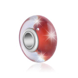 Red Built-in Bubble Glass Charm in 925 Sterling Silver for Bracelet and Necklace