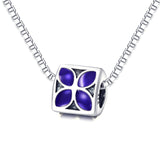 925 Sterling Silver Purple Flower Charm For Bracelet and Necklace