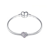 925 Sterling Silver Love Heart Charm Fit for Bracelet and Necklace