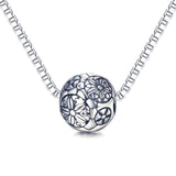 925 Sterling Silver Engraved Flower Charm For Bracelet and Necklace
