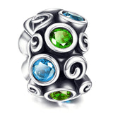 925 Sterling Silver Fashion Colorful Cubic Zircon Charm