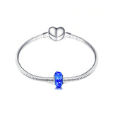 925 Sterling Silver Blue Flower Glass Charm for Bracelet and Necklace
