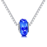 925 Sterling Silver Blue Flower Glass Charm for Bracelet and Necklace