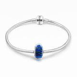 925 Sterling Silver Blue Waves Glass Charm for Bracelet and Necklace