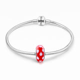 925 Sterling Silver Hearts Red Glass Charm for Bracelet and Necklace