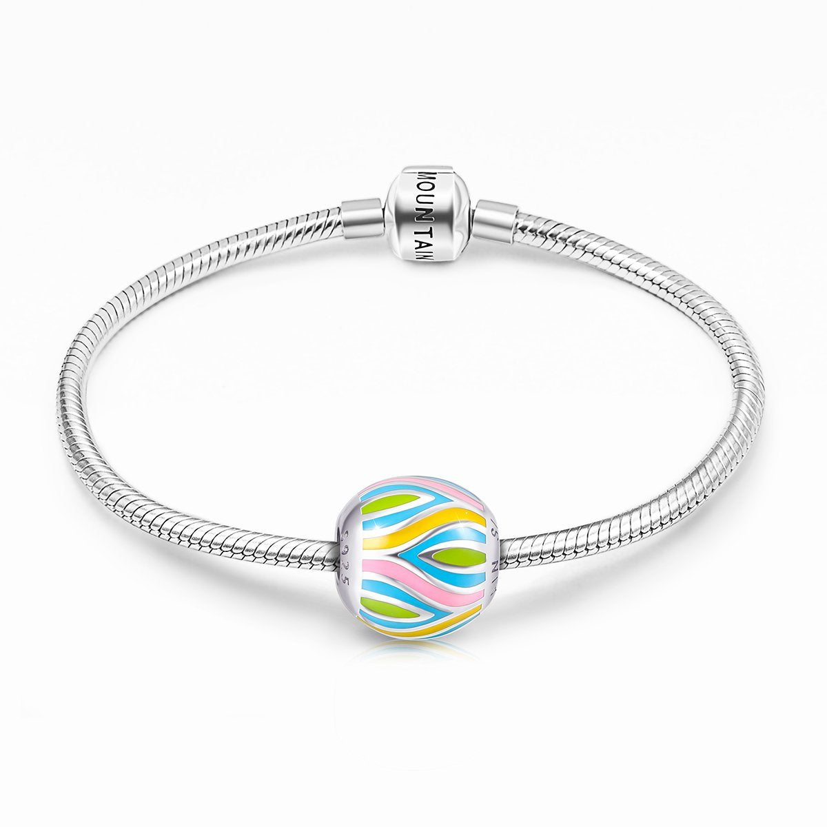 925 Sterling Silver-Abstract Painting Craft Colorful Charm for Bracelet and Necklace