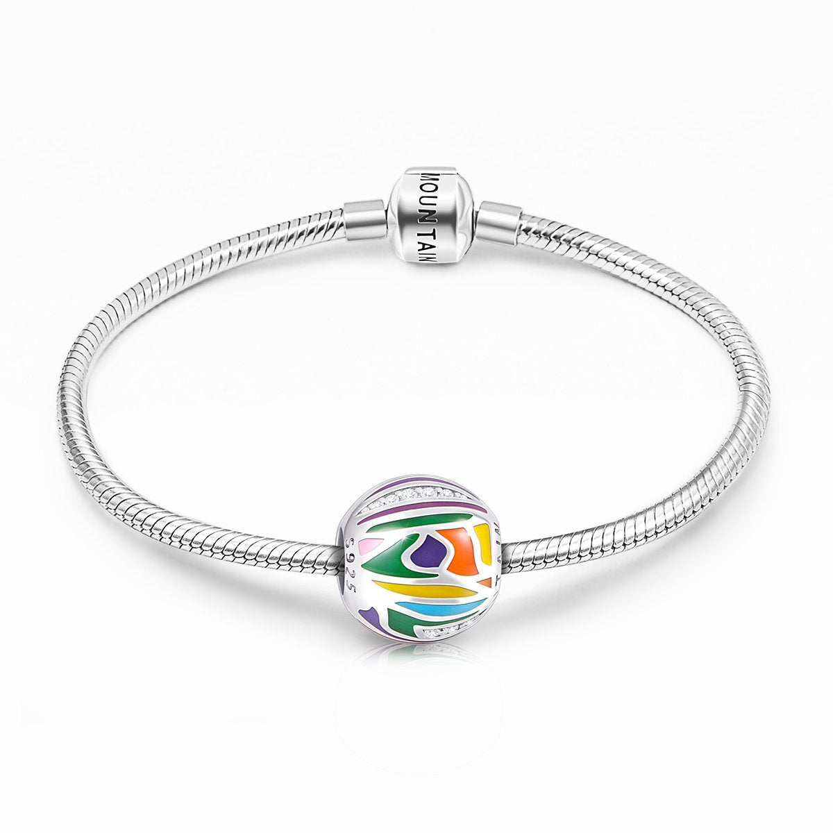 Abstract Painting Craft Colorful Charm in 925 Sterling Silver for Bracelet and Necklace