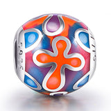 Abstract Painting Craft Colorful Charm for Bracelet and Necklace 925 Sterling Silver