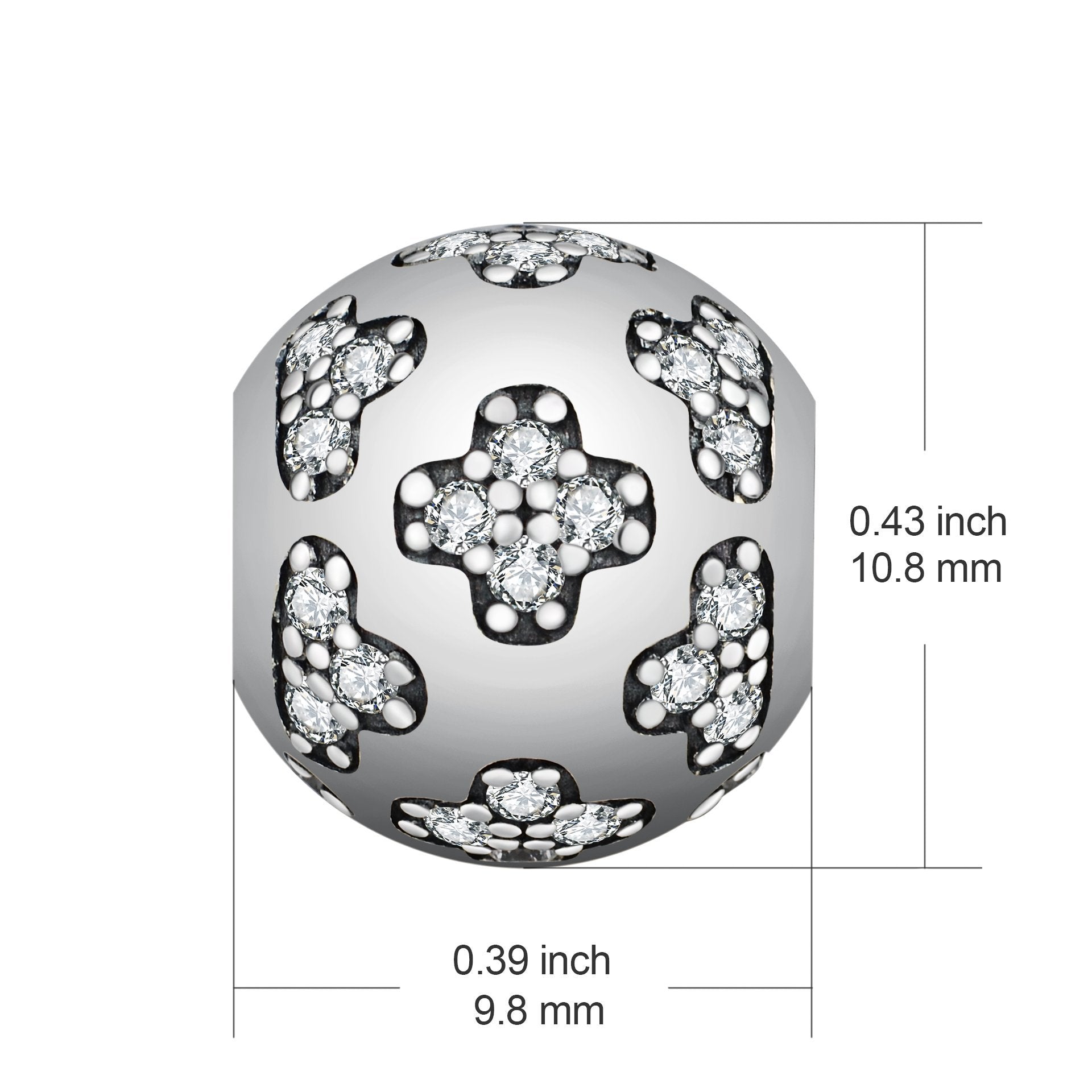 Rhinestones 925 Sterling Silver Charm For Bracelet and Necklace