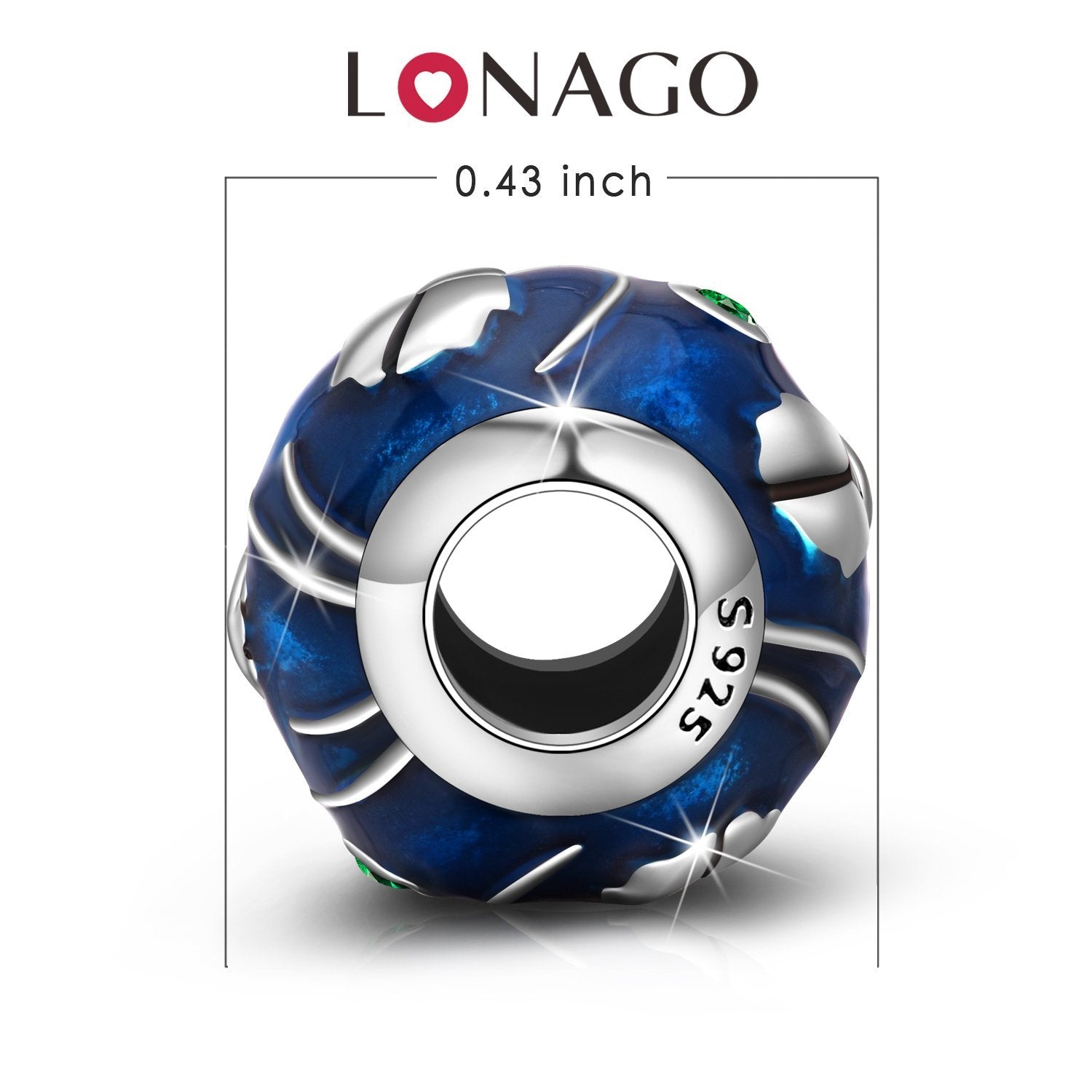 Sterling Silver Adorable Ladybug Blue Charm for Bracelet and Necklace