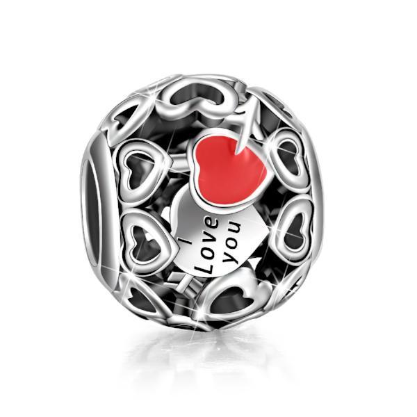 Sterling Silver Hollow Out Heart Charm Fit for Bracelet and Necklace - 925 Sterling Silver OEM And Customization