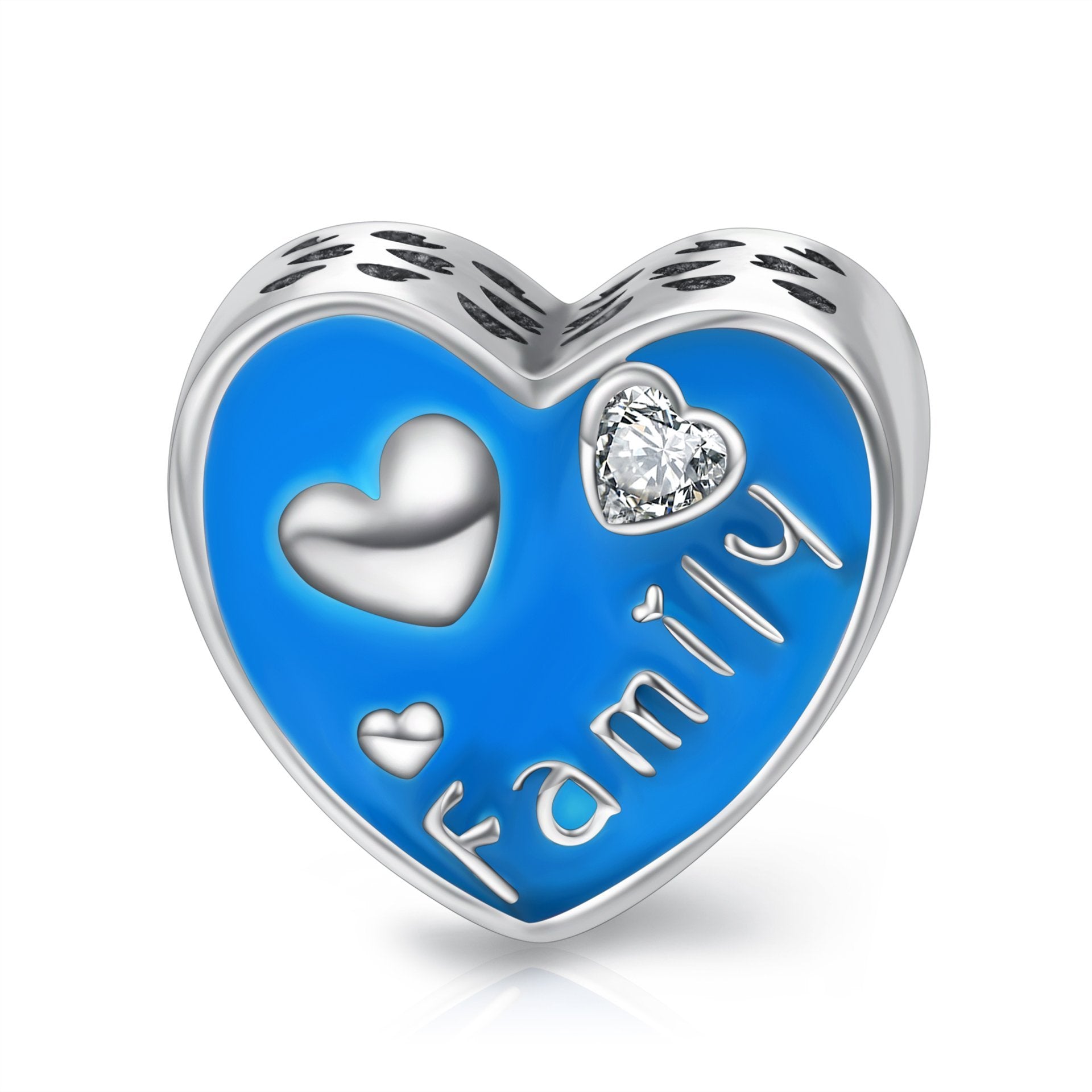 Sterling Silver Family Love Heart Charms for Bracelet and Necklace