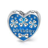 Sterling Silver Birthday Love Heart Charms Fit for Bracelet and Necklace