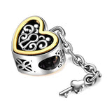 Sterling Silver Heart Lock And Key Charms Fit for Bracelet and Necklace - 925 Sterling Silver OEM And Customization
