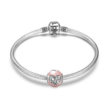 Sterling Silver "Love U" Pink Heart Charm for Bracelet and Necklace