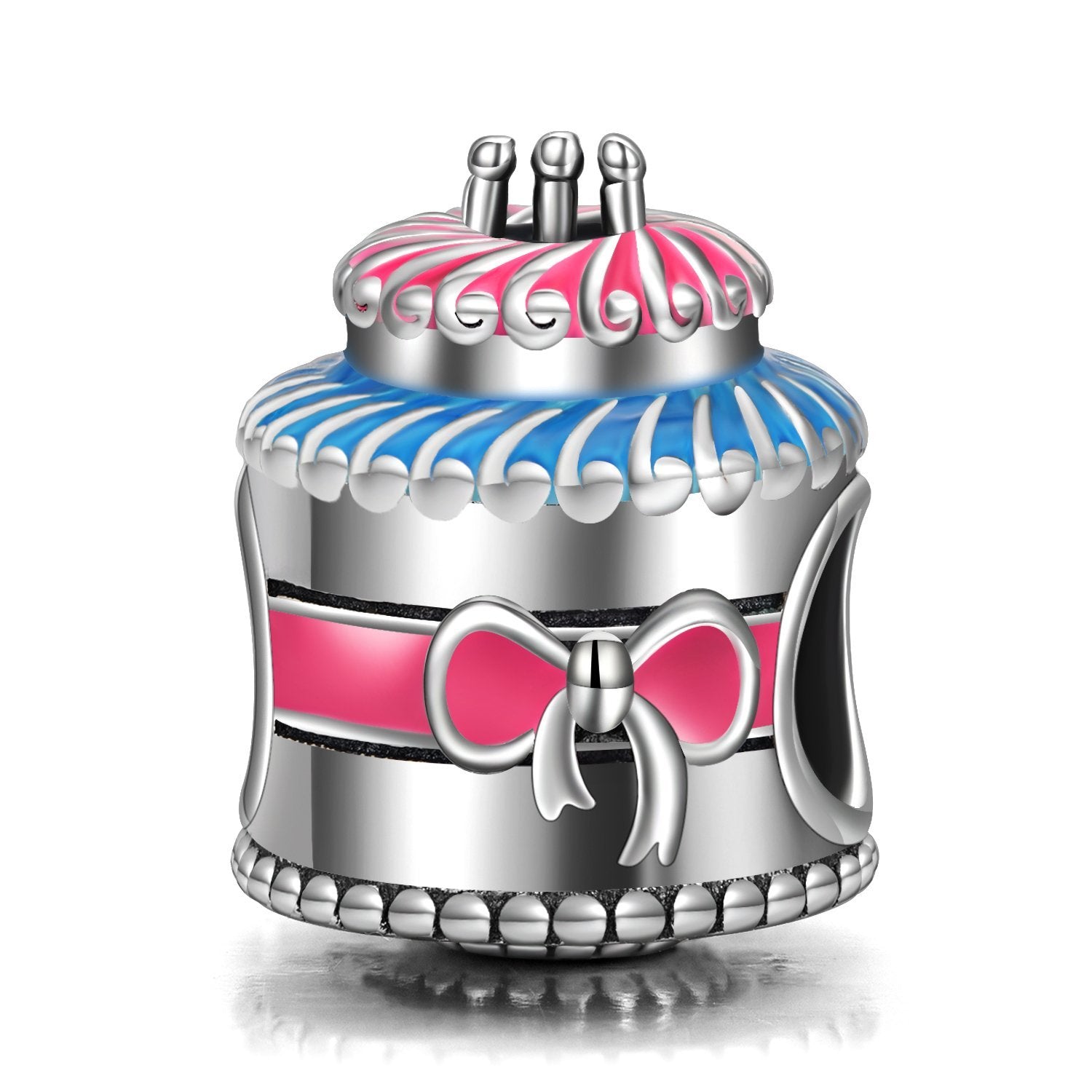 Sterling Silver Birthday Cake Charm Fit for Bracelet and Necklace