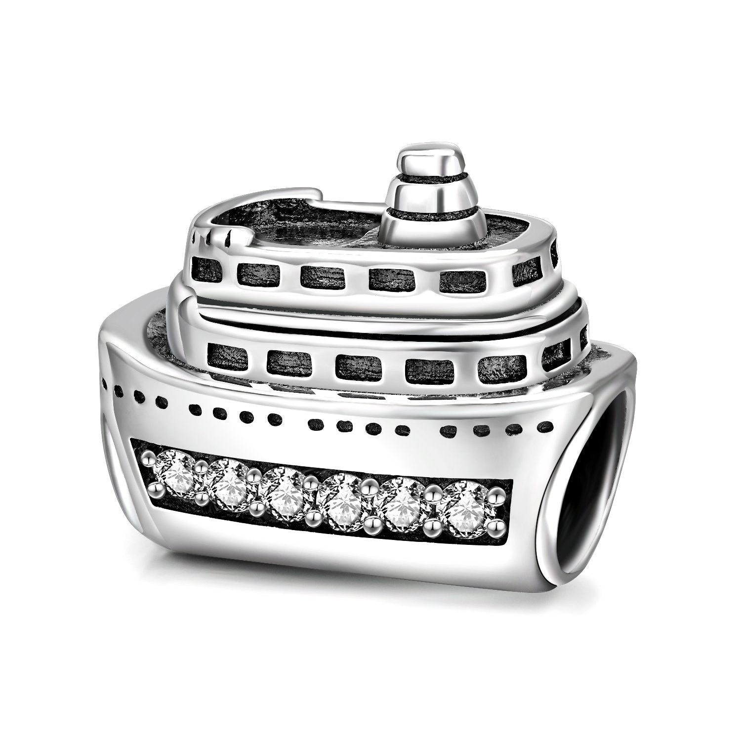 Cruise Ship Charm for Bracelet and Necklace in 925 Sterling Silver