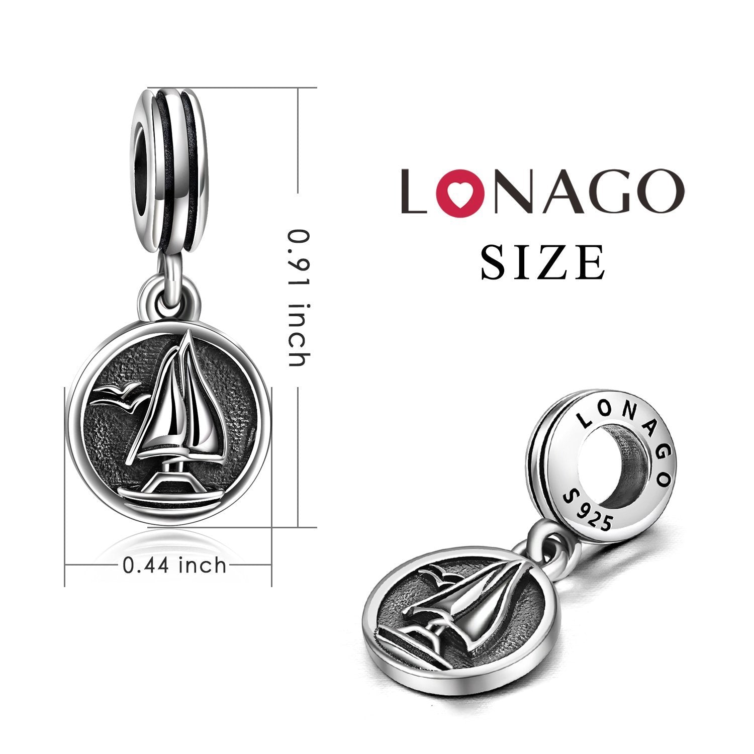 Sterling Silver Sailboat Charm for Bracelet and Necklace