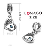Sterling Silver Love Heart Charms Fit for Bracelet and Necklace