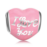 Sterling Silver Pink Heart Charms Fit for Bracelet and Necklace - 925 Sterling Silver OEM And Customization