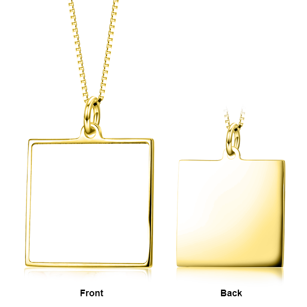 14K Gold Personalized Color Photo Necklace Adjustable 16”-20”